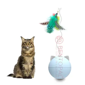 Mainan Elektronik Kucing Interaktif Tumbler LED Hewan Peliharaan, Bola Elektronik, Tongkat Penggoda Kucing