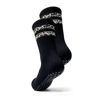 Chaussettes personnalisées à rayures léopard pour femmes, chaussettes antidérapantes, chaussettes de fitness, yoga, pilates, chaussettes à grip, chaussettes mi-hautes
