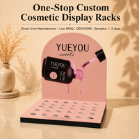 Présentoir pliable moderne rose en acrylique pour vernis à ongles, support de comptoir multi-trous pour bouteilles de gel, idéal pour salon de manucure