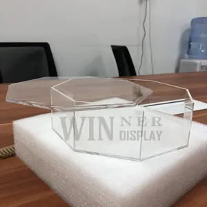 custom glossy acrylic display case high transparency Octagon shape acrylic storage box