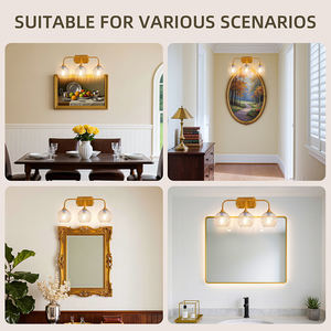 Lámpara de Pared Moderna de Interior con Bola de Cristal Dorada, E26, Regulable, con LED de Temperatura de Color 3000K/4000K/6000K y 3 Años de Garantía - Product Image 3