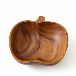 Wholesale Custom 12 Inches <b>Large</b> Acacia <b>Wooden</b> Salad Serving <b>Bowl</b> for Fruits or Salads apple shape best design product - Product Image 1