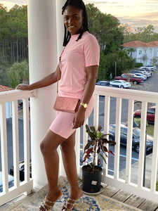 Completo Estivo Casual da Donna in Maglia Personalizzabile Due Pezzi <span class=keywords><strong>T</strong></span>-<span class=keywords><strong>Shirt</strong></span> e Pantaloncini con Tessuto Traspirante Ecologico - Product Image 2