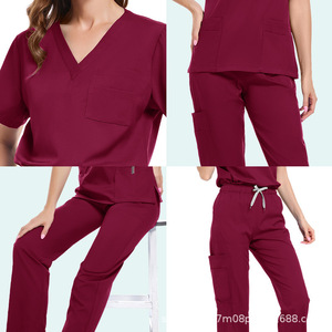 HZMNOI Moisture Wicking V Neck Short Sleeve <b>Scrub</b> Set Women Medical Uniforms Hospital Wear Pants Uniforms - Product Image 2