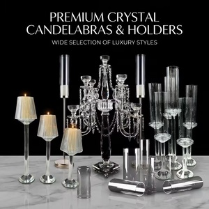 Nouveauté 2026 : Porte-bougies cylindriques en verre et <span class=keywords><strong>cristal</strong></span>, grands, modernes, pour bougies chauffe-plat et centres de table de mariage - Product Image 5