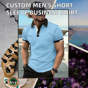 Camisa de manga corta personalizada de alta calidad para hombre, uniforme de negocios de talla grande, algodón transpirable, logotipo que absorbe el sudor en blanco - Product Image 2