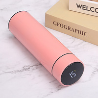 500Ml/17OZ Murah Led Cerdas Suhu Mengukur Botol Air 304 Stainless Steel Termal Cangkir Isolasi Termometer Mug
