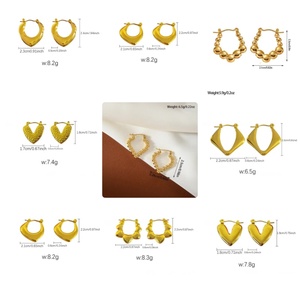 Boucles d'oreilles créoles RINHOO en acier inoxydable plaqué or PVD 18 carats, étanches et inaltérables, bijoux géométriques tendance pour femme, vente en gros, cadeau - Product Image 5