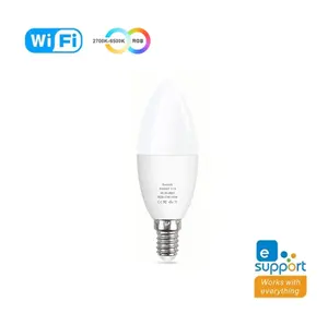 Timjay EWelink Zigbee E14 Wifi RGB C + W可调光灯E14蜡烛作品Alexa谷歌主页Yandex Alice智能发光二极管灯泡