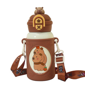 Children Cartoon Stainless Steel Vacuum <b>Flask</b> 500Ml Leak Proof Back To School Water <b>Bottle</b> With Strap - Product Image 5
