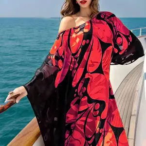 2023 le più nuove donne di moda stampano il vestito allentato dalla spalla Beach Wrap Chiffon Sexy costume da bagno gonne copricostume da spiaggia