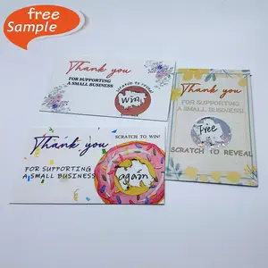 Wholesale scratch off sticker cards custom printed logo pattern thank you scratch off cards supplier for small business