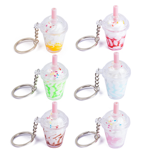 Customized Fake Jam Ice Cream Keychains Plastic 3d Dessert Key Chains Funny Food Toy Keychain Simulation <b>Cute</b> Keyring - Product Image 1