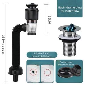 Tubo di Scarico Moderno Bianco in ABS+Acciaio <span class=keywords><strong>Cromato</strong></span> per <span class=keywords><strong>Lavabo</strong></span> Bagno, Garanzia 3 Anni, Anti-Intasamento, Flessibile - Product Image 4