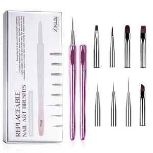 Kedatangan Baru Set Kuas Kuku Multi-fungsi 8 in 1 Portabel dengan Kepala yang Dapat Diganti Bulu Sintetis Kuas Seni Kuku Profesional - Product Image 1