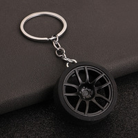 Оптовая продажа: Брелок-ключница из металла Alloy Hot Wheels в виде колеса автомобиля с мультяшным дизайном, турбо-эффектом и регулируемой подсветкой, с карабином