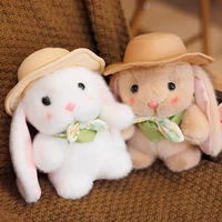 Adorable Peluche Lapin Pudding avec Chapeau, Petit Lapin Blanc, Jouet pour Machine à Pinces, Jouet en Peluche pour Enfants, Vente en Gros