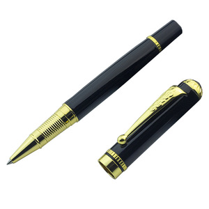 Stylos à bille dorés à encre noire en acier inoxydable, stylos uniformes pour cadeaux pour hommes d'affaires, agent de bord - Product Image 1