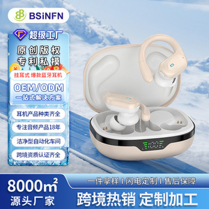 Custom Private Mold <b>Bluetooth</b> Chip Single Mic Hang Ear Wireless Earphones With Digital Display Sport Use - Product Image 2