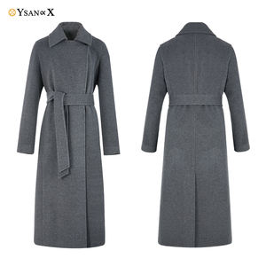 Manteau long à col montant et ceinture pour femme, 10% laine <span class=keywords><strong>d</strong></span>'<span class=keywords><strong>alpaga</strong></span>, 90% laine mérinos australienne, manteau en laine double face de qualité supérieure - Product Image 3