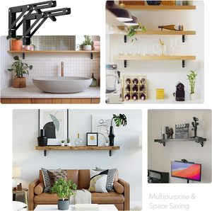 Heavy Duty Folding <b>Shelf</b> Brackets Wall Mount Steel <b>Adjustable</b> Triangle Collapsible Support for Table Workbench Kitchen Garage - Product Image 3