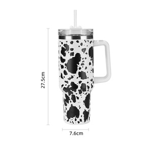 Gobelet 40oz avec poignée Impression <span class=keywords><strong>vache</strong></span> Nouveau gobelet isolé pour crème glacée à poignée 40oz avec paille - Product Image 2