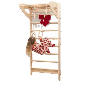 شريط جمباز خشبي سويدي للأطفال لتسلق جدران الكريسماس أثاث غرفة اللعب مع سلم وحبل مجموعة ملحقات - Product Image 1