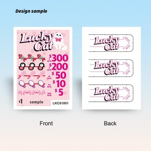 Billets de jeu personnalisés à motif chat, découpés à la forme, avec 3 fenêtres, languette à tirer instantanée, conception gratuite et impression numérique couleur intégrale - Product Image 3