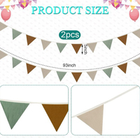 Guirlande de fanions pour la décoration de chambre d'enfant et de bébé, idéale pour la décoration de crèche, anniversaire de bébé, fête bohème, baby shower et événements.