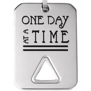 Yiwu Aceon Stainless Steel Hollow Triangle Cut Out In Rectangle Recover Personalized One Day At A Time Quote Stamped Pendant