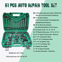 Fabricant chinois professionnel, kit d'outils de 61 pièces avec douilles et clés mixtes de 1/2 et 1/4 pouce pour l'automobile et l'atelier