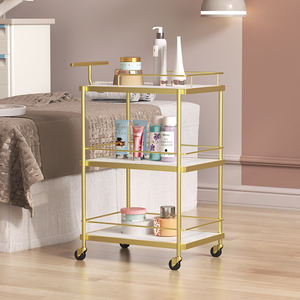 Design unique, boutique de produits de beauté, petite voiture à outils en or blanc, chariot à roulettes pour meubles de salon de luxe - Product Image 3
