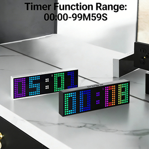 Groothandel Eenvoudige RGB LED Tafel- en Wandklok Aftel- en Optel-<span class=keywords><strong>timer</strong></span> Geluidsgeactiveerde Achtergrondverlichting Digitale Functie Woondecoratie - Product Image 3