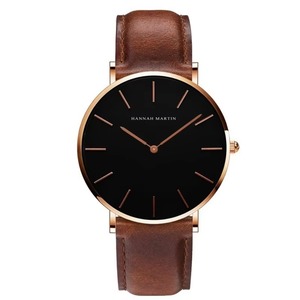 Montre à quartz pour homme 40 mm, 3 ATM, bracelet en cuir et tissu, boîtier en alliage, style décontracté et minimaliste, vente en gros - Product Image 2