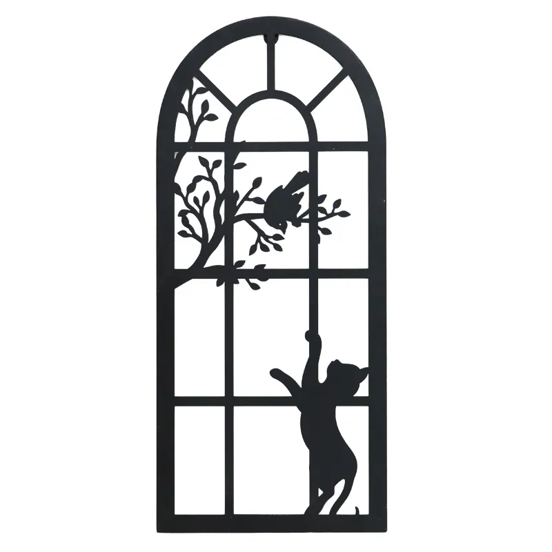 Black Metal Indoor Arched Windows Wall Frames Art Decor Laser Cutting Plate Sheet Home Hangings Decoration