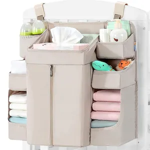 Wholesale portable baby essentials diaper child nursery hanging diaper caddy organizer for changing table Crib Diaper Stacker