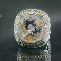 Bague de championnat des Penguins de Pittsburgh F H Nhl2016 - Cadeau de fiançailles tendance en cuivre plaqué or avec diamants, pour un anniversaire
