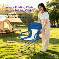 Chaise de camping pliante portable moderne avec table d'appoint, porte-gobelet et dossier en maille – Mobilier d'extérieur pour la pêche, les pique-niques, le parc, la terrasse et le jardin