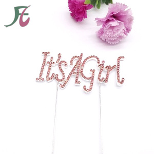 Gran oferta <span class=keywords><strong>de</strong></span> decoraciones para fiestas "It's a Girl" Cake Topper Rhinestone Cake Topper Kid Cake Topper para decoración <span class=keywords><strong>de</strong></span> Baby Shower - Product Image 2