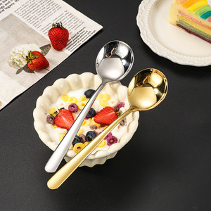 Cuillère à dessert en acier inoxydable 304, bol rond de couleur unie, résistant aux hautes températures, antirouille, pour usage domestique, cuillère à soupe pour enfants - Product Image 4