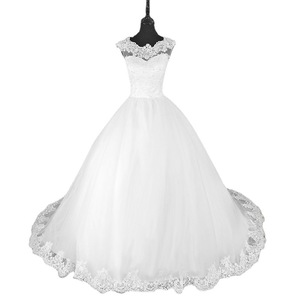 White Ball Gown Wedding Dress Sweetheart Neckline Natural Waist Cut Out Detail Polyester Fabric - Product Image 5