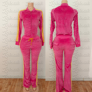 Vêtements pour femmes personnalisés Y2K, logo brodé, jogging en <span class=keywords><strong>velours</strong></span>, veste en <span class=keywords><strong>velours</strong></span> et <span class=keywords><strong>pantalon</strong></span> long pour grande fille, ensembles deux pièces - Product Image 4