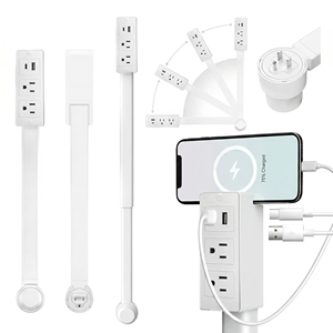 Multiprise murale extensible avec ports USB-A, USB-C et 2 prises CA, rotative à 180°, extensible de 22 à 34 pouces ° - Product Image 1
