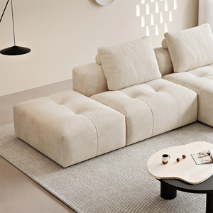 Canapé d'angle en tissu doux de style crème, grand format, pour <span class=keywords><strong>villa</strong></span>, moderne, élégant, haut de gamme, design, pour <span class=keywords><strong>la</strong></span> maison - Product Image 1
