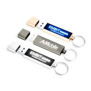 Unidade flash USB LED com logotipo personalizado e novo design