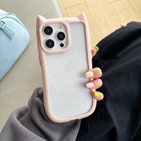 Nueva Funda de Teléfono TPU con Orejas de Gato para iPhone 16 15 Plus 14 Pro Max 12 - Diseño de Oreja de Gato en Forma de Panecillo Acrílico Anticaída 2025