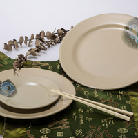 Assiette ronde en mélamine beige de 12 pouces pour restaurant chinois, hôtel, restauration, vente en gros, OEM, ODM, directement de l'usine