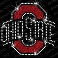 Transfert thermocollant en strass Ohio State Buckeyes, motif personnalisé en strass pour T-shirts et sweats à capuche