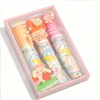 Ensemble de 3 surligneurs parfumés à paillettes, design mignon de fruits de dessin animé, pointe biseautée, surligneurs pour l'école et les étudiants