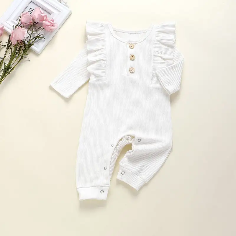 Romper Katun Lengan Panjang Bayi Perempuan, Baju Monyet Pakaian Bayi Kaki Panjang Grosir